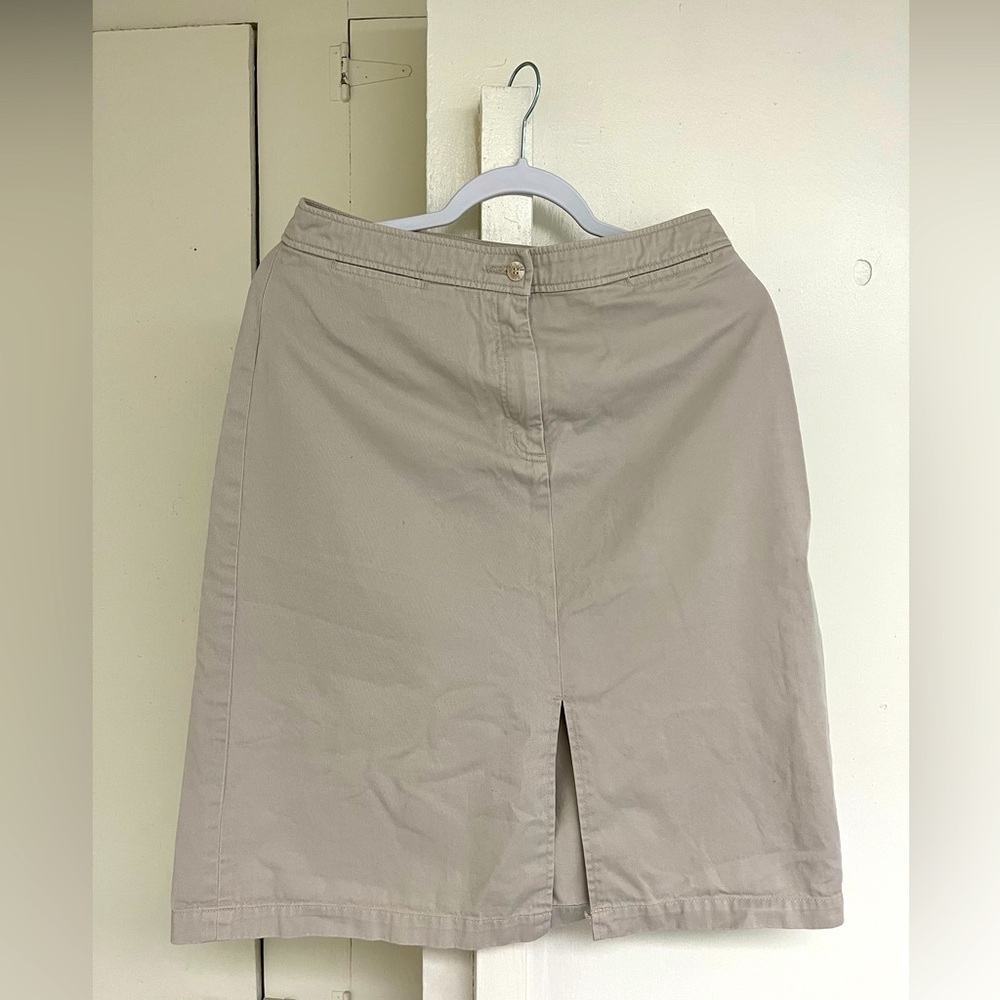Vintage 100% Cotton Women's Beige Skirt, Size 8